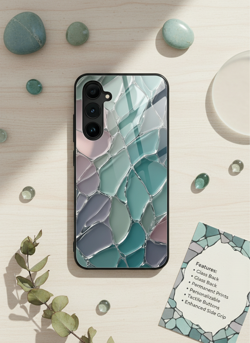 Ocean Glaze Premium Glass Back Cover For Galaxy S, A, M & F Series