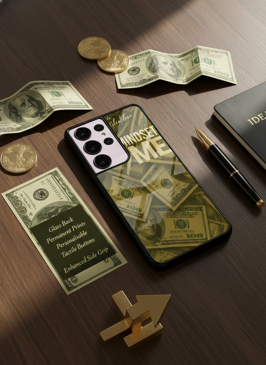 Money Mindset Premium Glass Back Cover For Galaxy S, A, M & F Series
