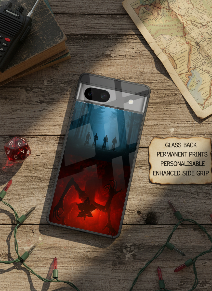 STRANGER THINGS- ShadowSplit Premium Glass Back Cover For Google Pixel 7,8,9,10 Series
