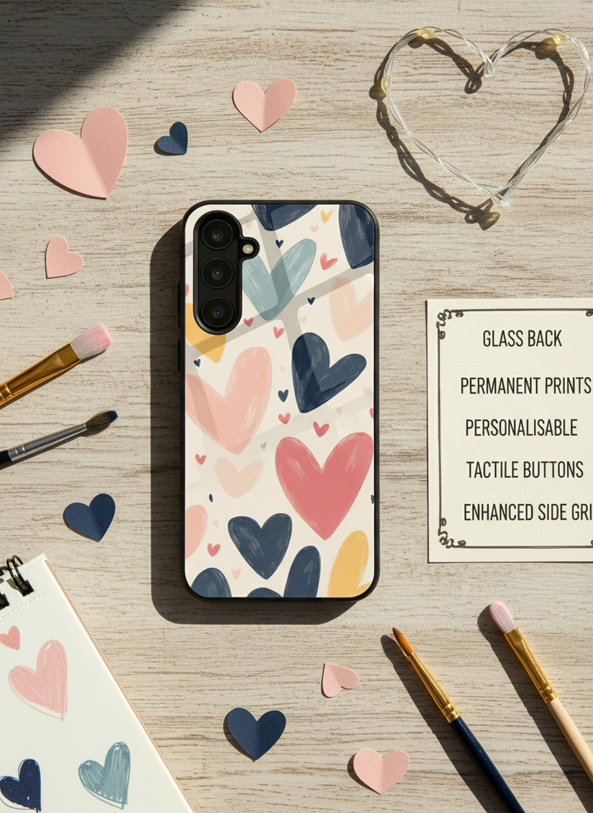 Painted Love Premium Glass Back Cover For Galaxy S, A, M & F Series