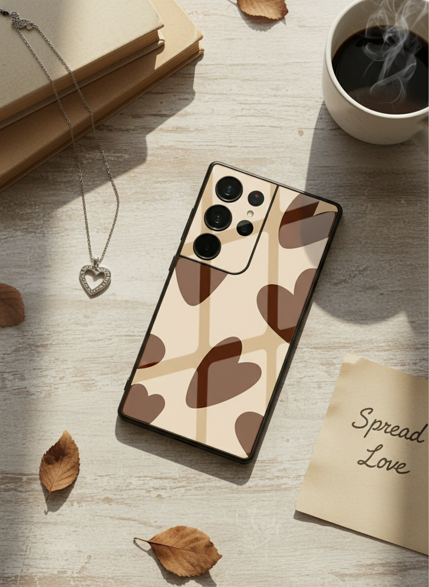Chocolate Hearts  Premium Glass Back Cover For Galaxy S, A, M & F Series