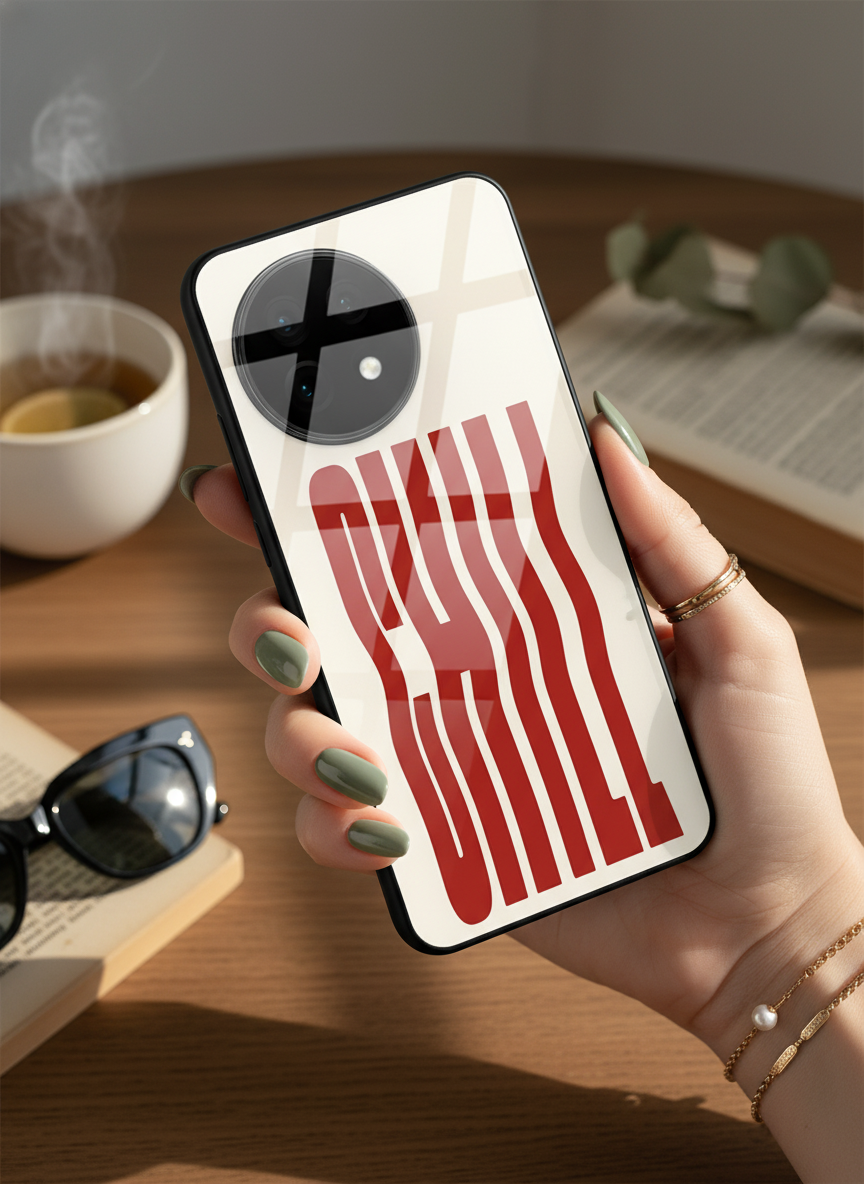 Stay Chill Glass Back Cover For One Plus 13, 12, 11, 10, Nord Series