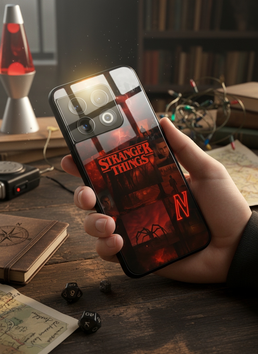 STRANGER THINGS- Red Realm Edit Premium Glass Back Cover For One Plus 13, 12, 11, 10, Nord Series