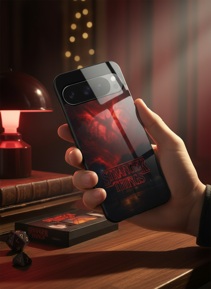STRANGER THINGS- The Dark Overlord Premium Glass Back Cover For Google Pixel 7,8,9,10 Series