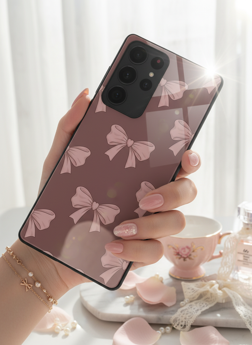 Blush Knots Premium Glass Back Cover For Galaxy S, A, M & F Series