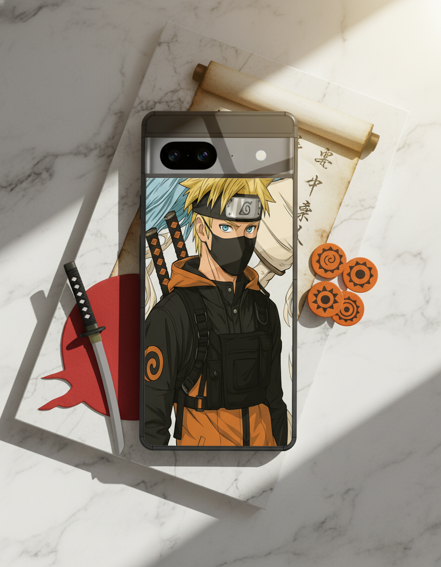 Stealthy Naruto Premium Glass Back Cover For Google Pixel 7,8,9,10 Series