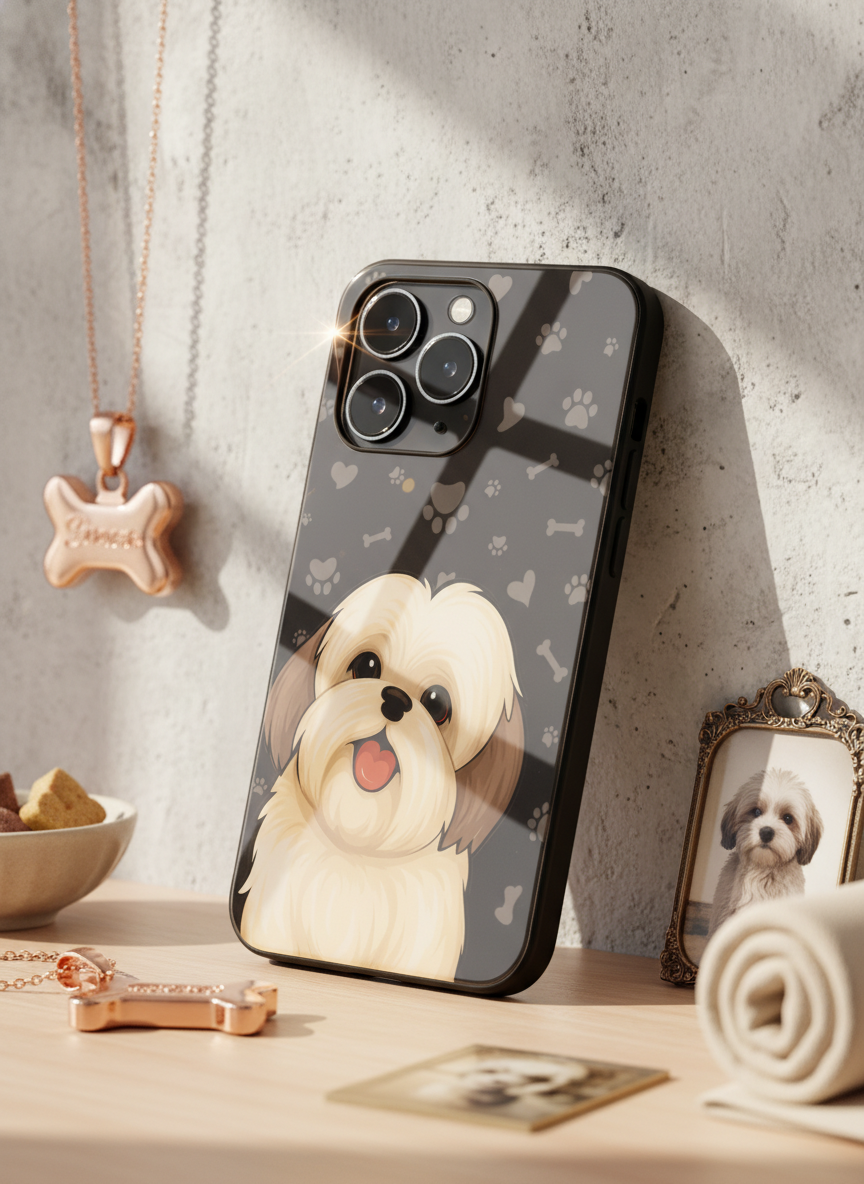 Fluffy Love Premium Glass Back Cover For iPhone 11-17 Models