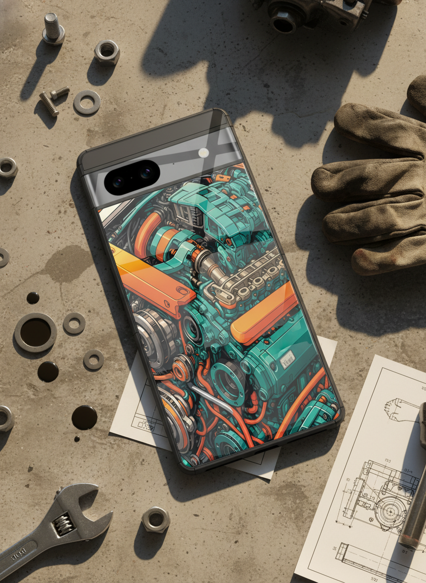 Aesthetic Engine-ry Premium Glass Back Cover For Google Pixel 7,8,9,10 Series