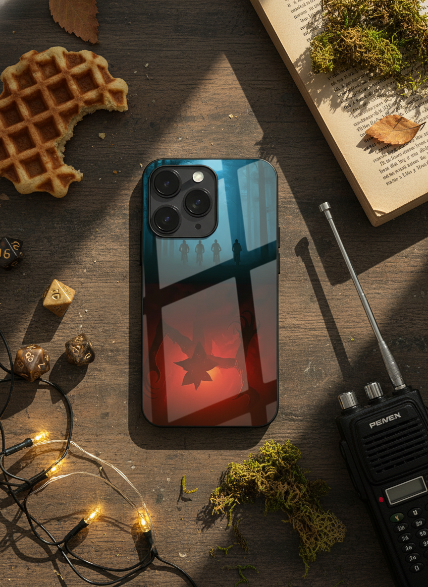 STRANGER THINGS- ShadowSplit Premium Glass Back Cover For iPhone 11-17 Models