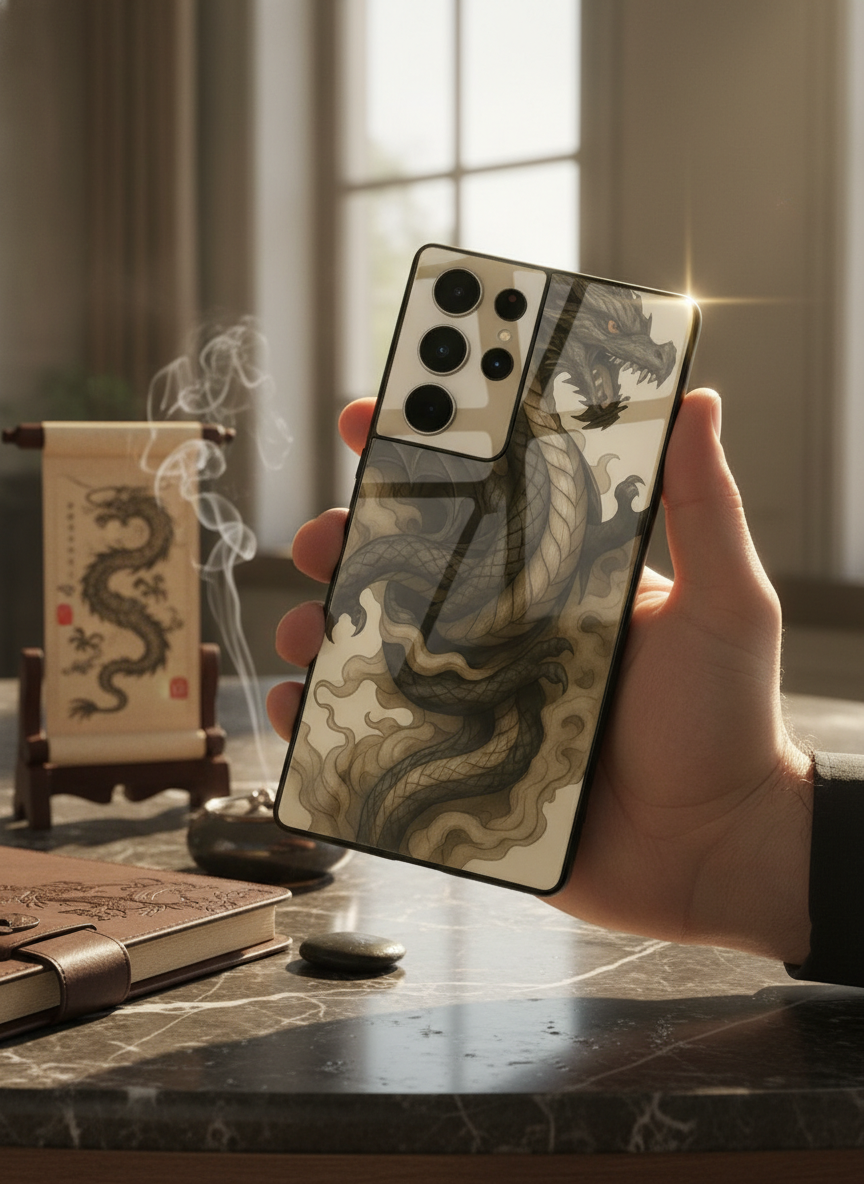 Dragon Premium Glass Back Cover For Galaxy S, A, M & F Series