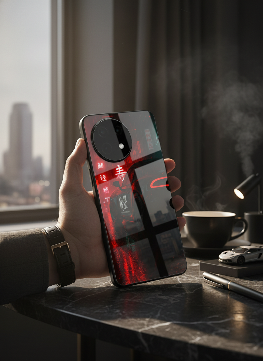 Aesthetic Car Focus Premium Glass Back Cover For One Plus 13, 12, 11, 10, Nord Serie
