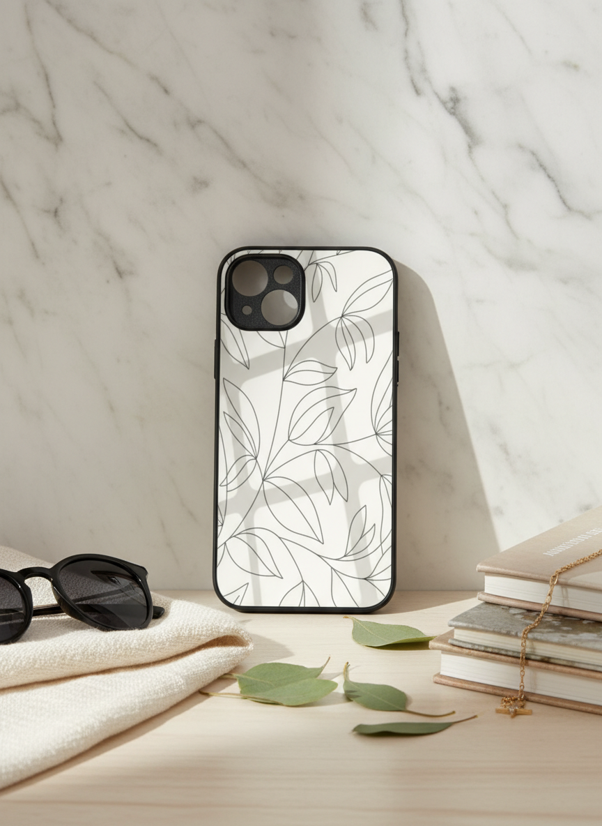 The Petal Sketch Premium Glass Back Cover For iPhone 11-17 Models