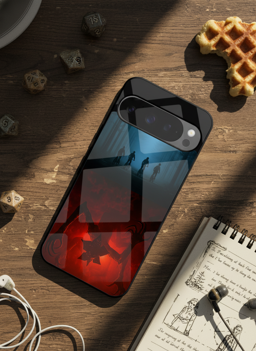STRANGER THINGS- ShadowSplit Premium Glass Back Cover For Google Pixel 7,8,9,10 Series