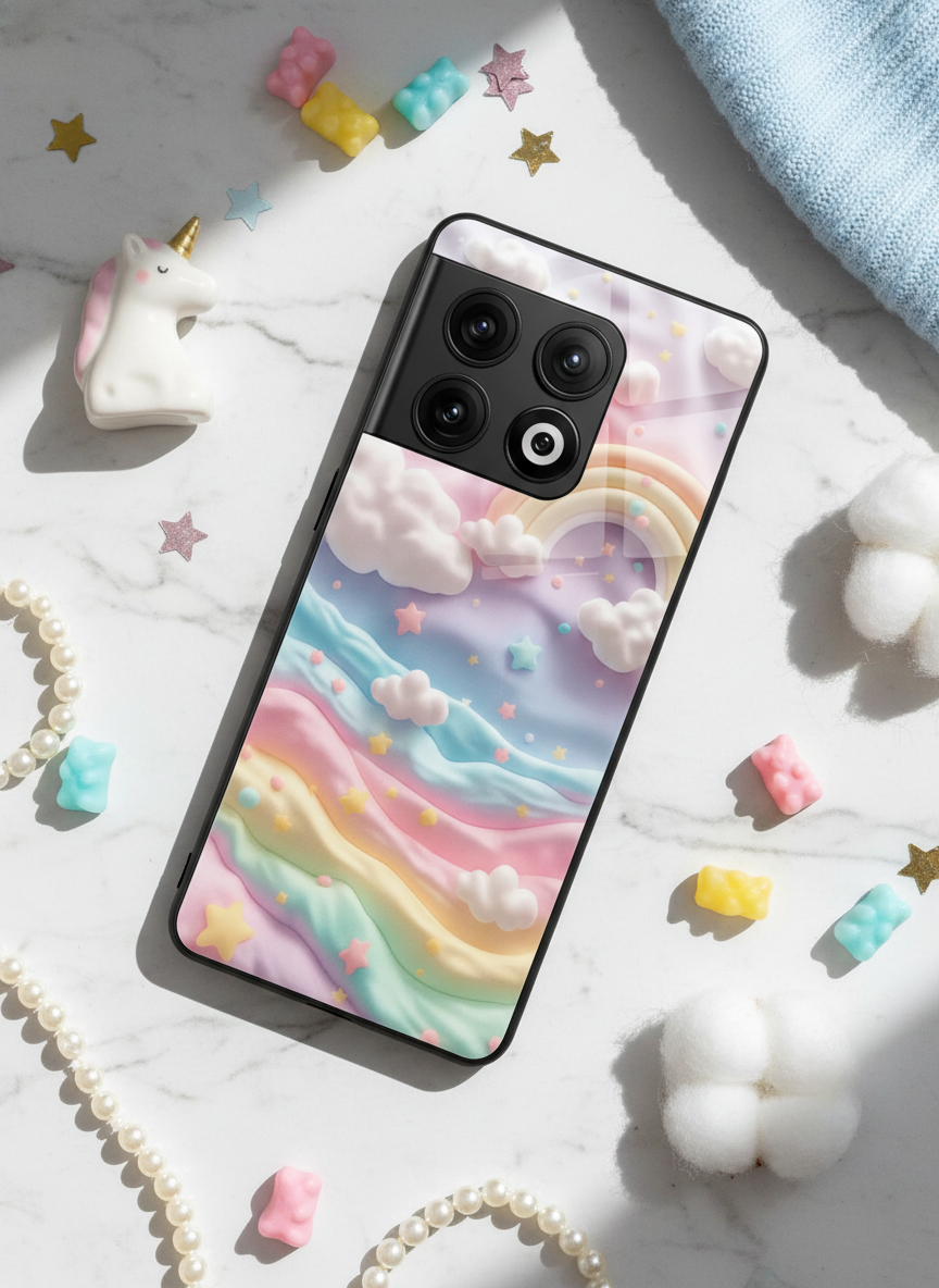 Whimsy Clouds Glass Back Cover For One Plus 13, 12, 11, 10, Nord Series