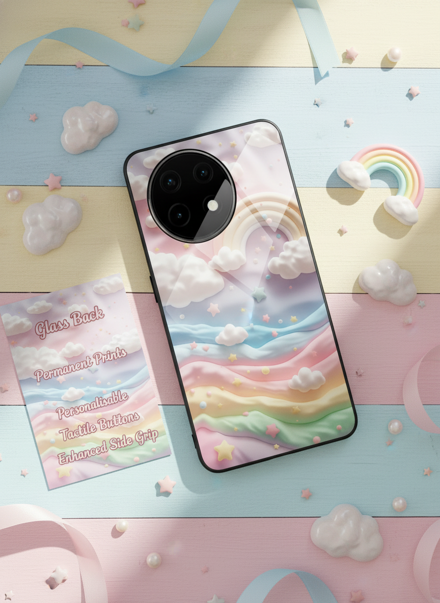 Whimsy Clouds Glass Back Cover For One Plus 13, 12, 11, 10, Nord Series