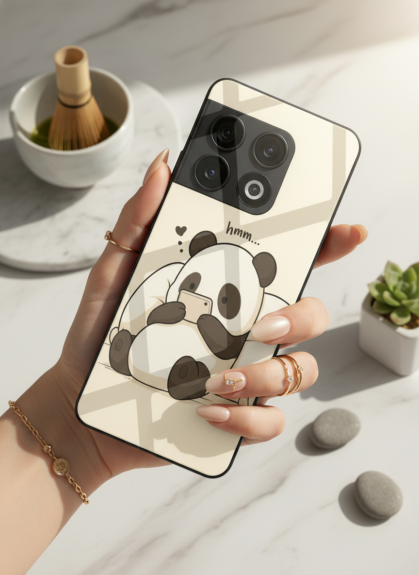 HMM Panda Glass Back Cover For One Plus 13, 12, 11, 10, Nord Series