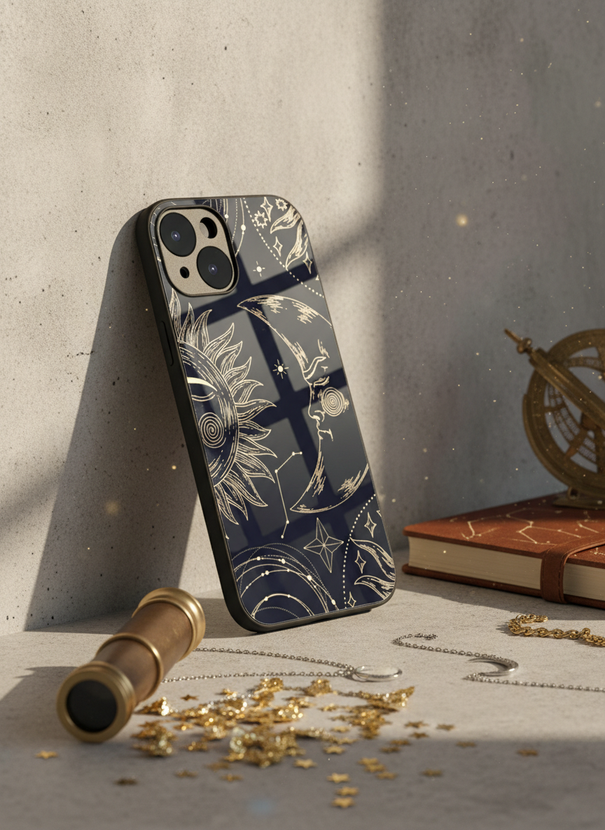 Celestial Dreams Premium Glass Back Cover For iPhone 11-17 Models