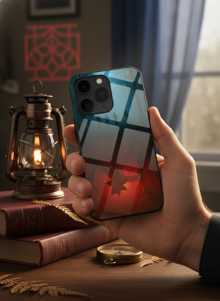 STRANGER THINGS- ShadowSplit Premium Glass Back Cover For iPhone 11-17 Models