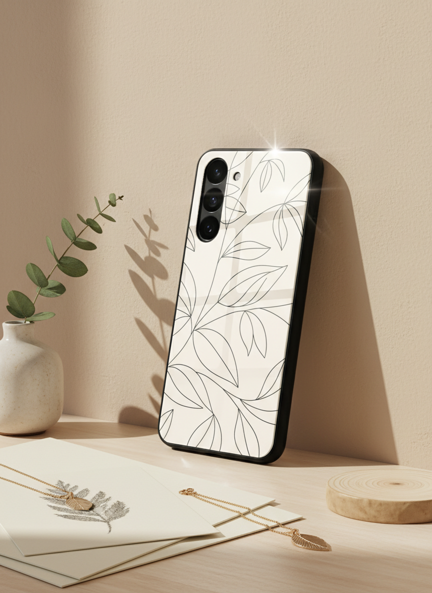 The Petal Sketch Premium Glass Back Cover For Galaxy S, A, M & F Series