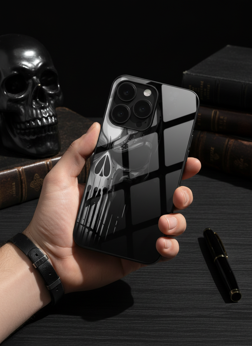 Deathmark Premium Glass Back Cover For iPhone 11-17 Models