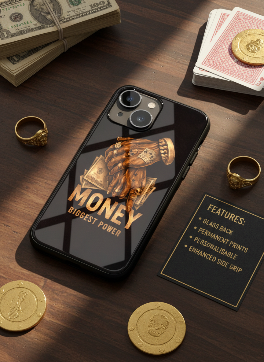 Cash Command Premium Glass Back Cover For iPhone 11-17 Models