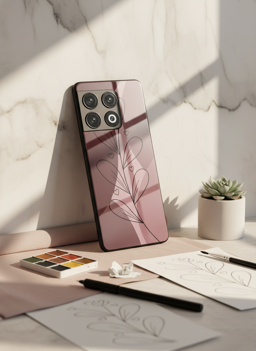 Blushing Petals Premium Glass Back Cover For One Plus 13, 12, 11, 10, Nord Series