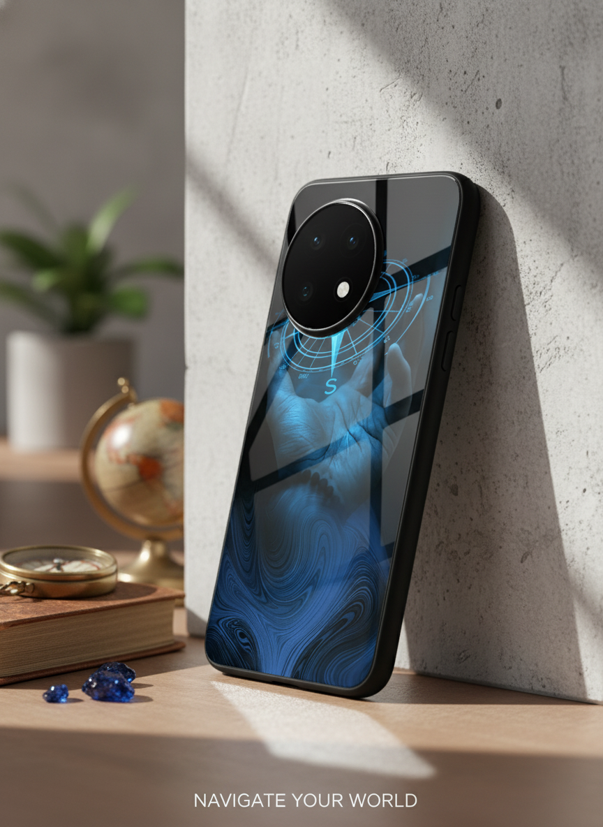 Neon Navigator Premium Glass Back Cover For One Plus 13, 12, 11, 10, Nord Serie