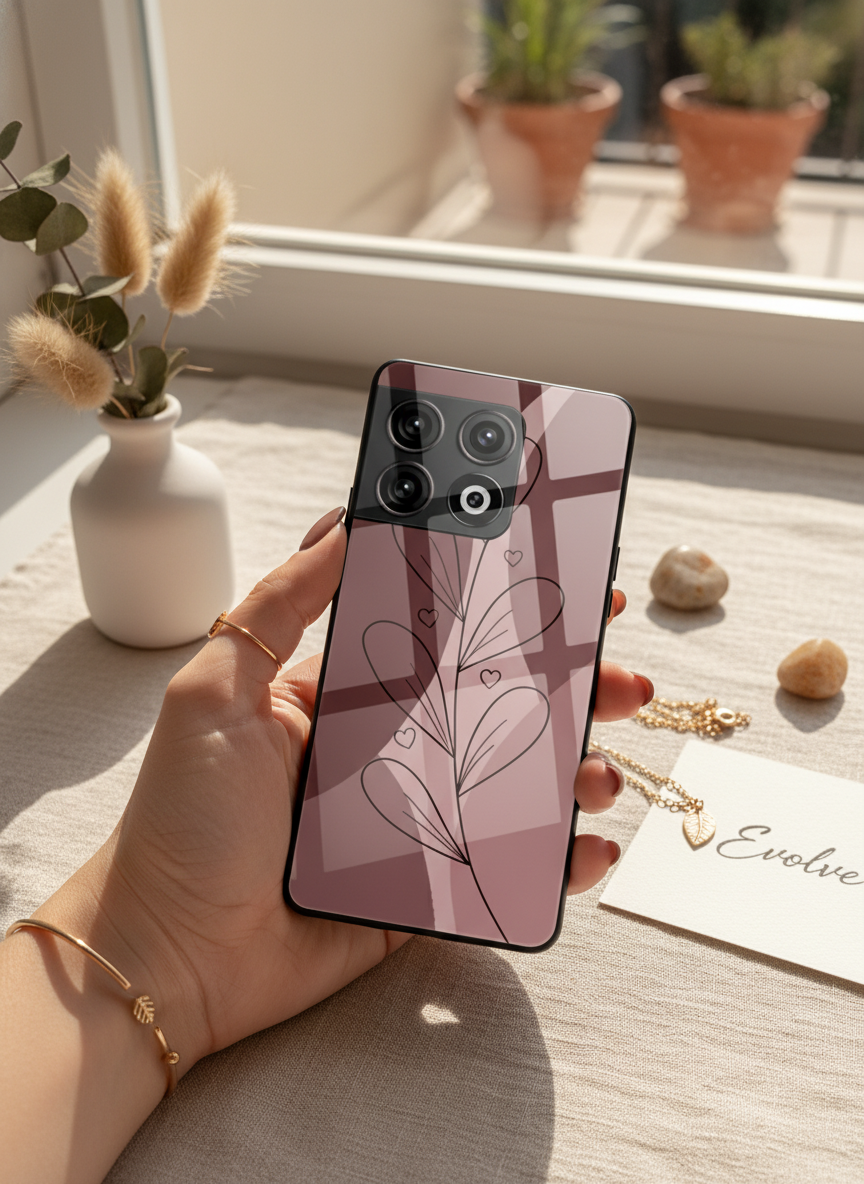 Blushing Petals Premium Glass Back Cover For One Plus 13, 12, 11, 10, Nord Series