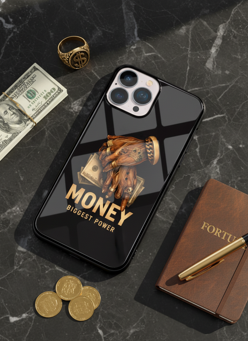 Cash Command Mono Frame Glass Back Cover For iPhone 14-17 Models