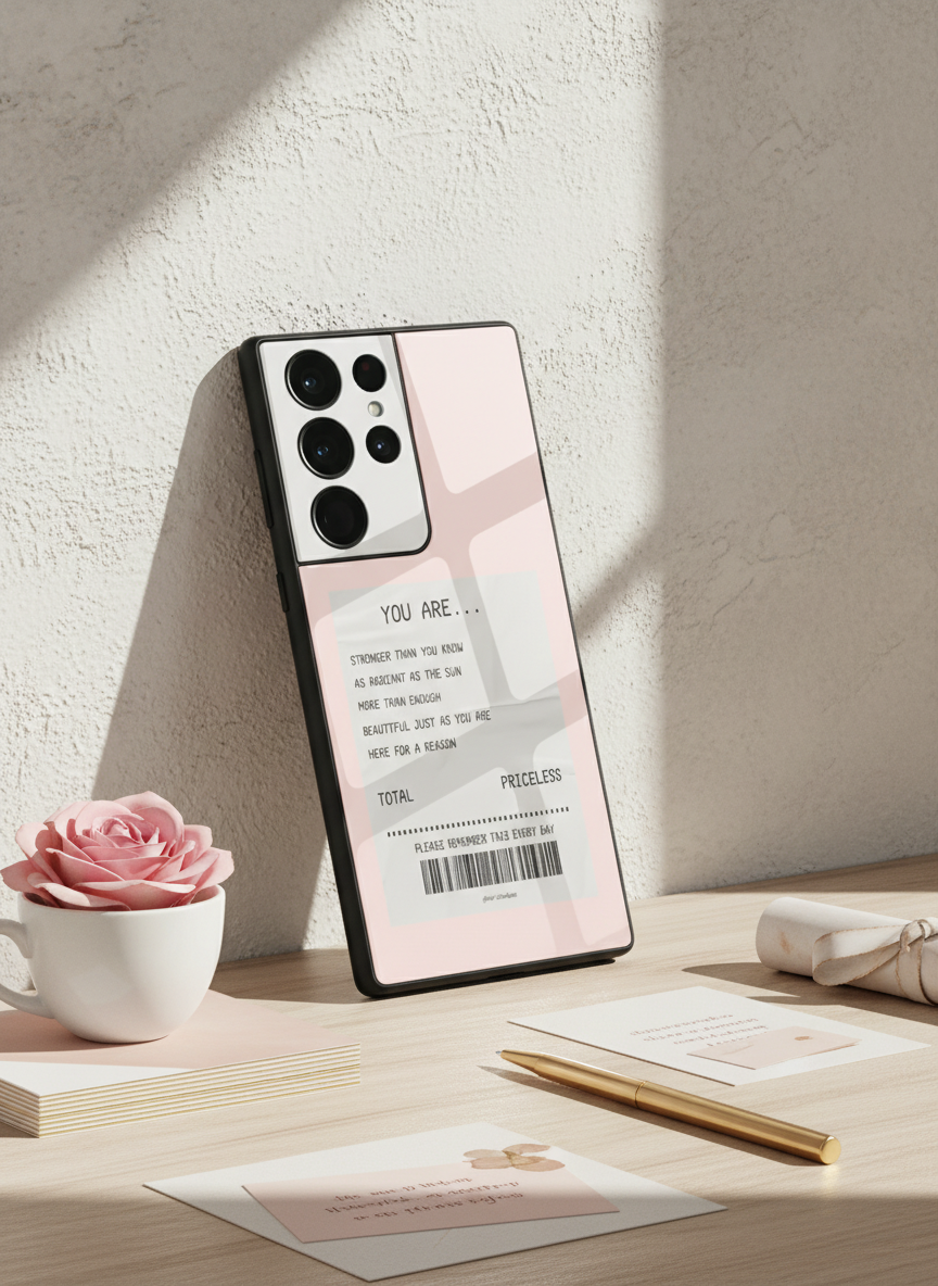 You Are Enough Premium Glass Back Cover For Galaxy S, A, M & F Series