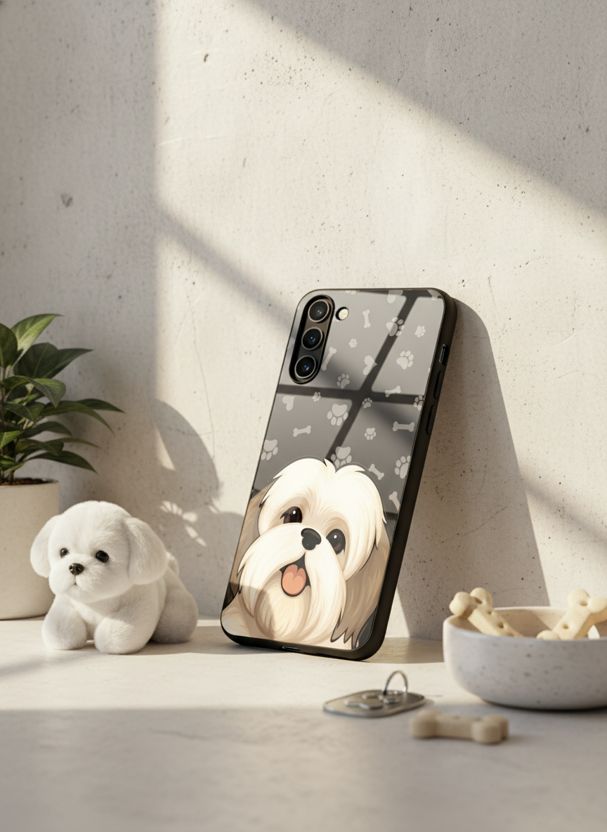 Fluffy Love Premium Glass Back Cover For Galaxy S, A, M & F Series