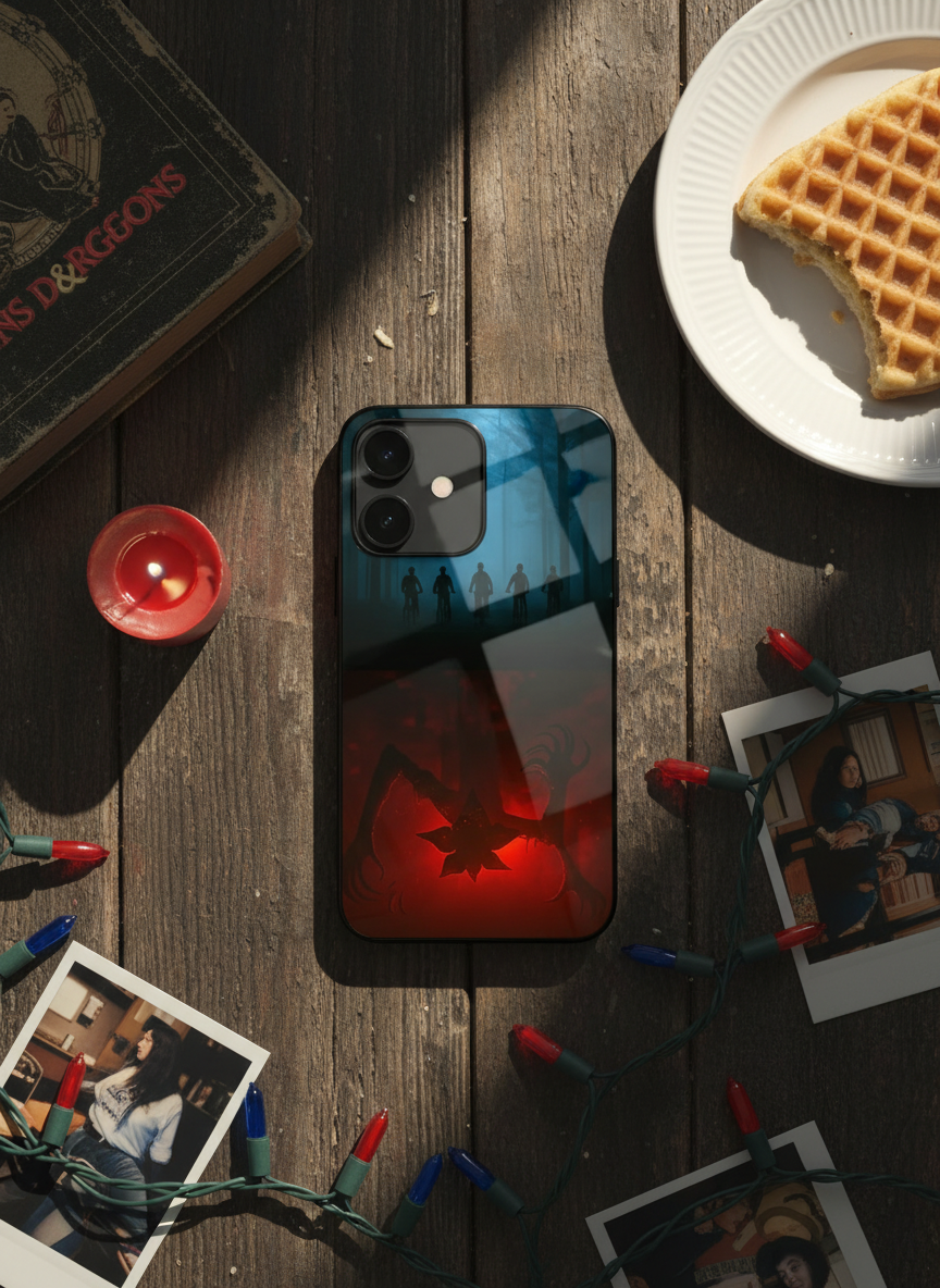 STRANGER THINGS- ShadowSplit Premium Glass Back Cover For iPhone 11-17 Models