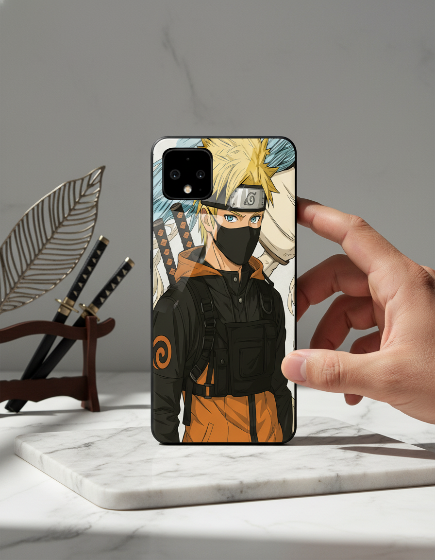Stealthy Naruto Premium Glass Back Cover For Google Pixel 7,8,9,10 Series