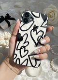 Black Heart Premium Glass Back Cover For iPhone 11-17 Models