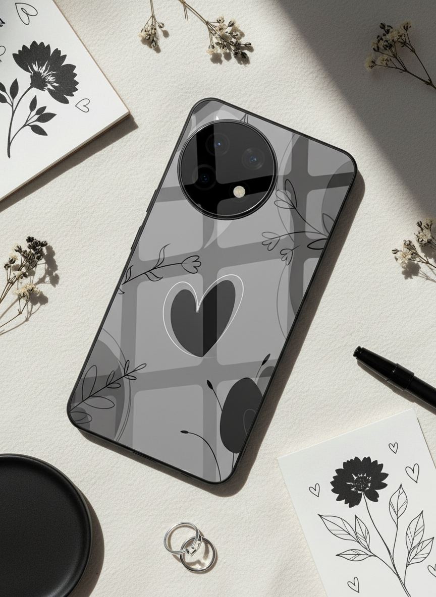 Muted Hearts Glass Back Cover For One Plus 13, 12, 11, 10, Nord Series