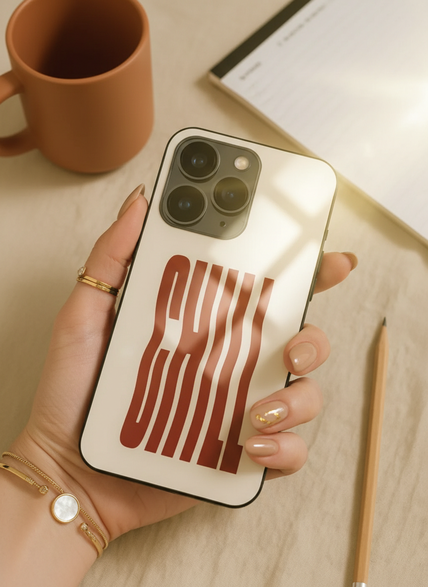 Stay Chill Premium Glass Back Cover For iPhone 11-17 Models