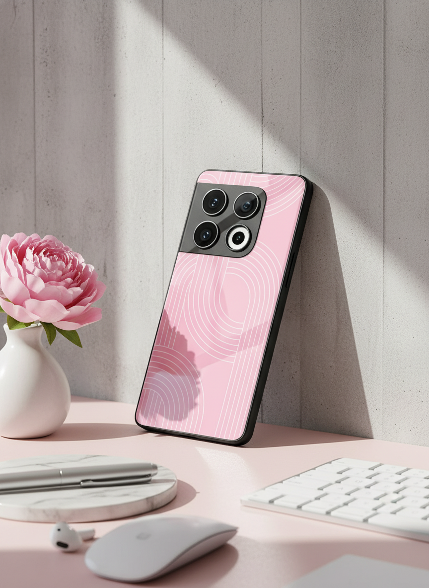Linear Blush Glass Back Cover For One Plus 13, 12, 11, 10, Nord Series
