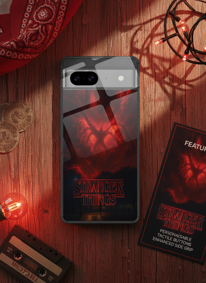 STRANGER THINGS- The Dark Overlord Premium Glass Back Cover For Google Pixel 7,8,9,10 Series