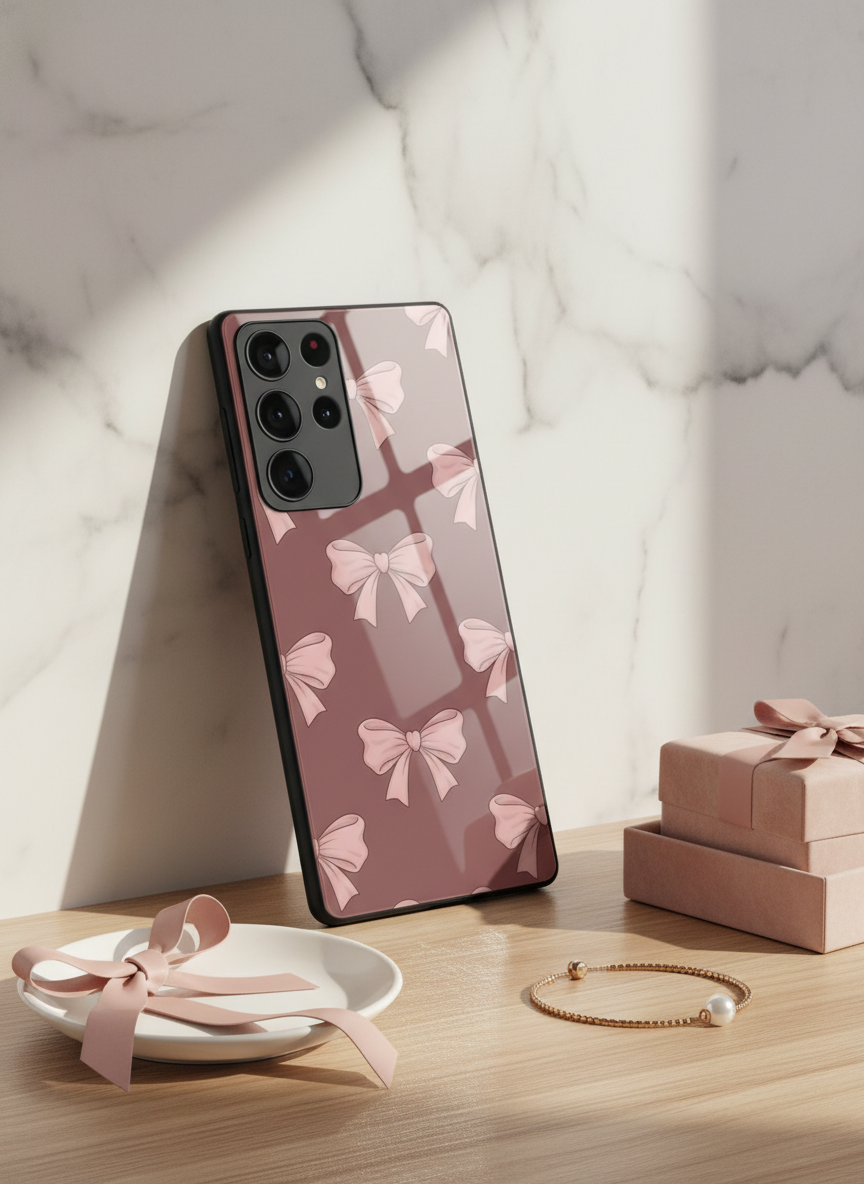 Blush Knots Premium Glass Back Cover For Galaxy S, A, M & F Series
