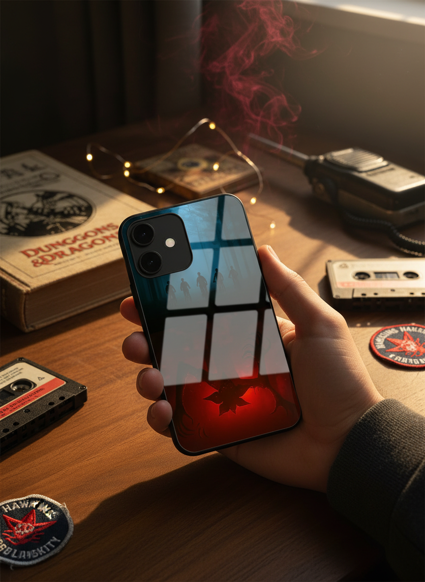 STRANGER THINGS- ShadowSplit Premium Glass Back Cover For iPhone 11-17 Models