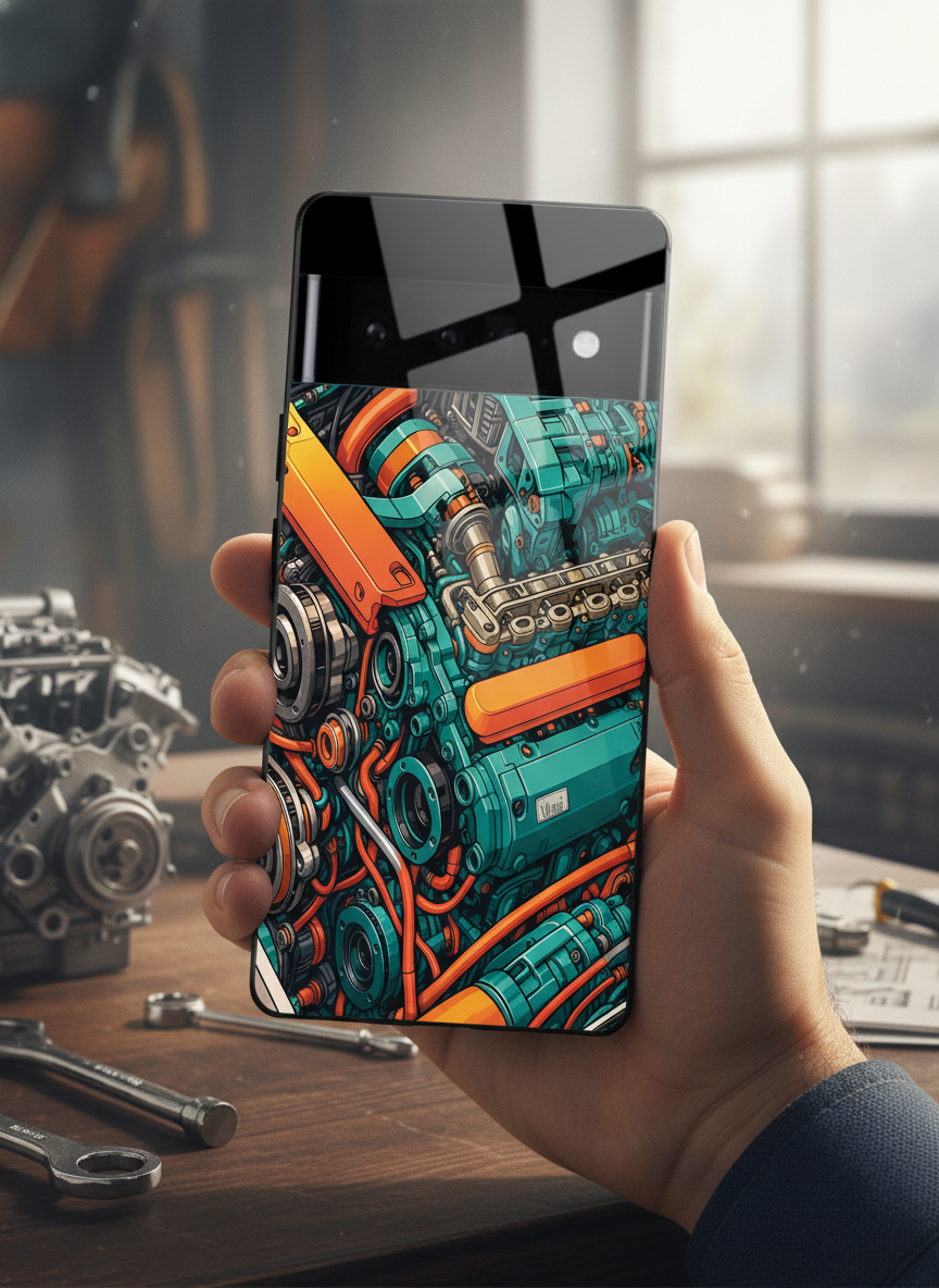 Aesthetic Engine-ry Premium Glass Back Cover For Google Pixel 7,8,9,10 Series