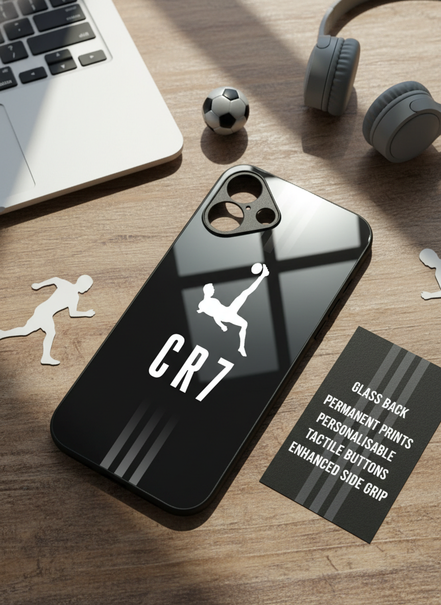 CR7 Legacy Premium Glass Back Cover For iPhone 11-17 Models