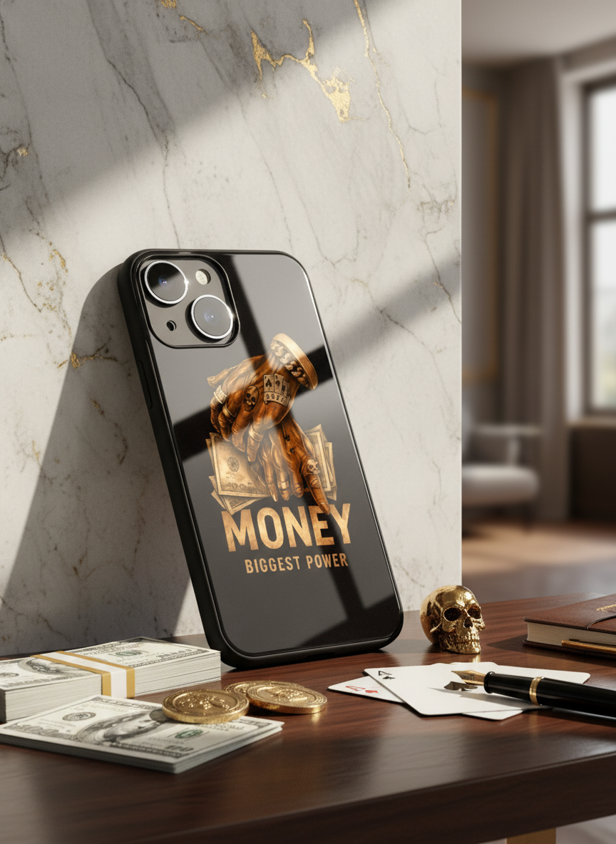 Cash Command Premium Glass Back Cover For iPhone 11-17 Models