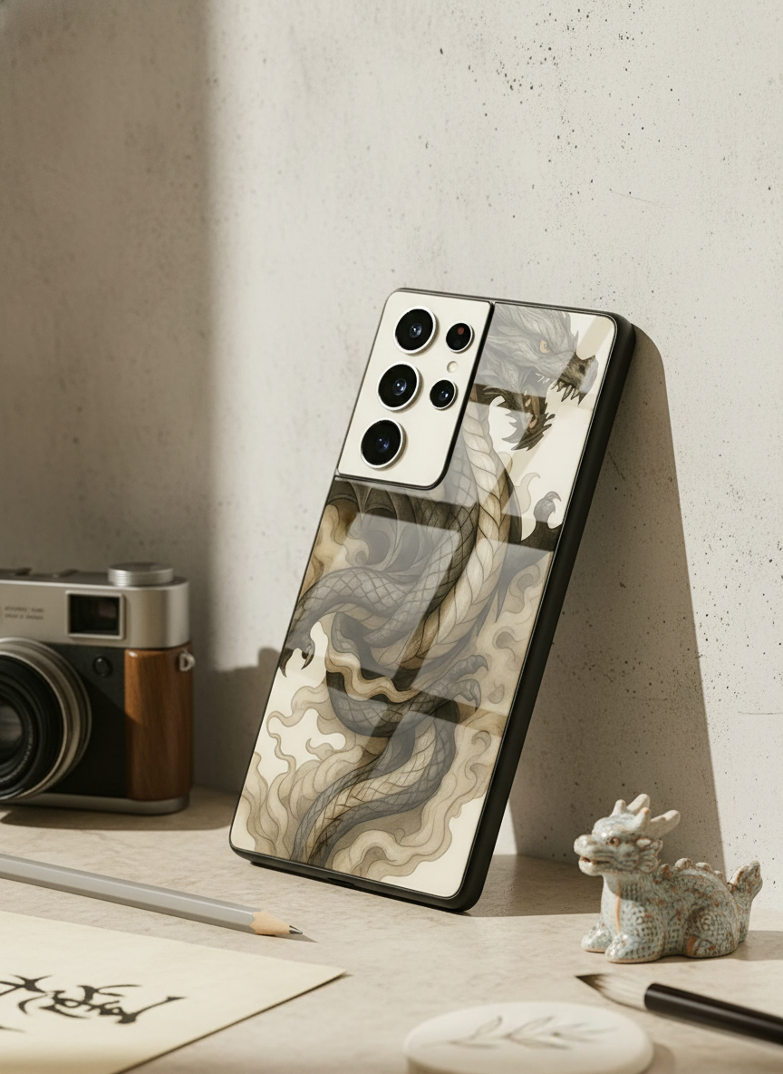 Dragon Premium Glass Back Cover For Galaxy S, A, M & F Series