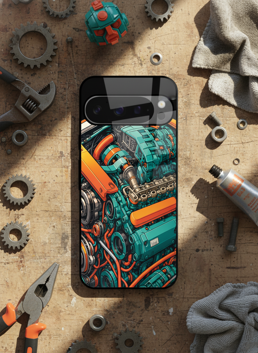 Aesthetic Engine-ry Premium Glass Back Cover For Google Pixel 7,8,9,10 Series