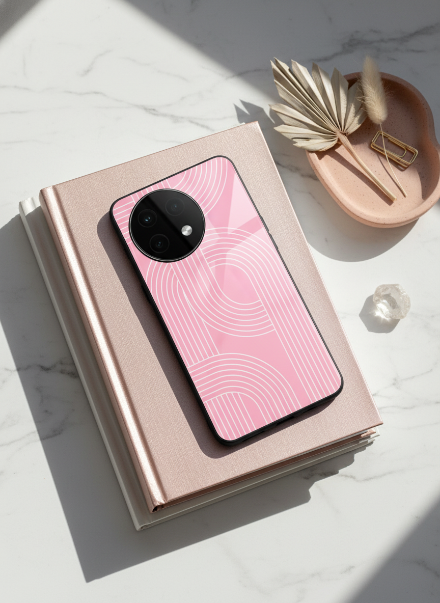 Linear Blush Glass Back Cover For One Plus 13, 12, 11, 10, Nord Series