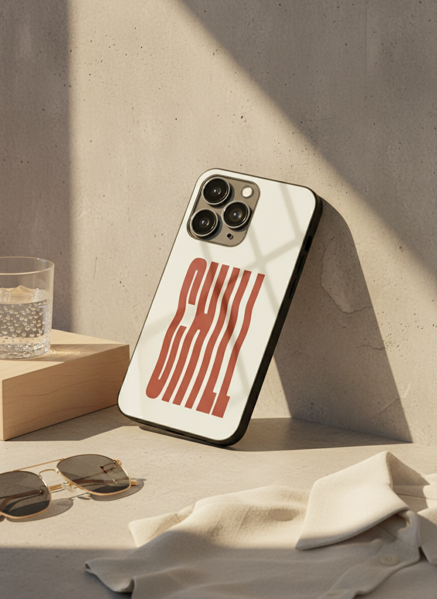 Stay Chill Premium Glass Back Cover For iPhone 11-17 Models