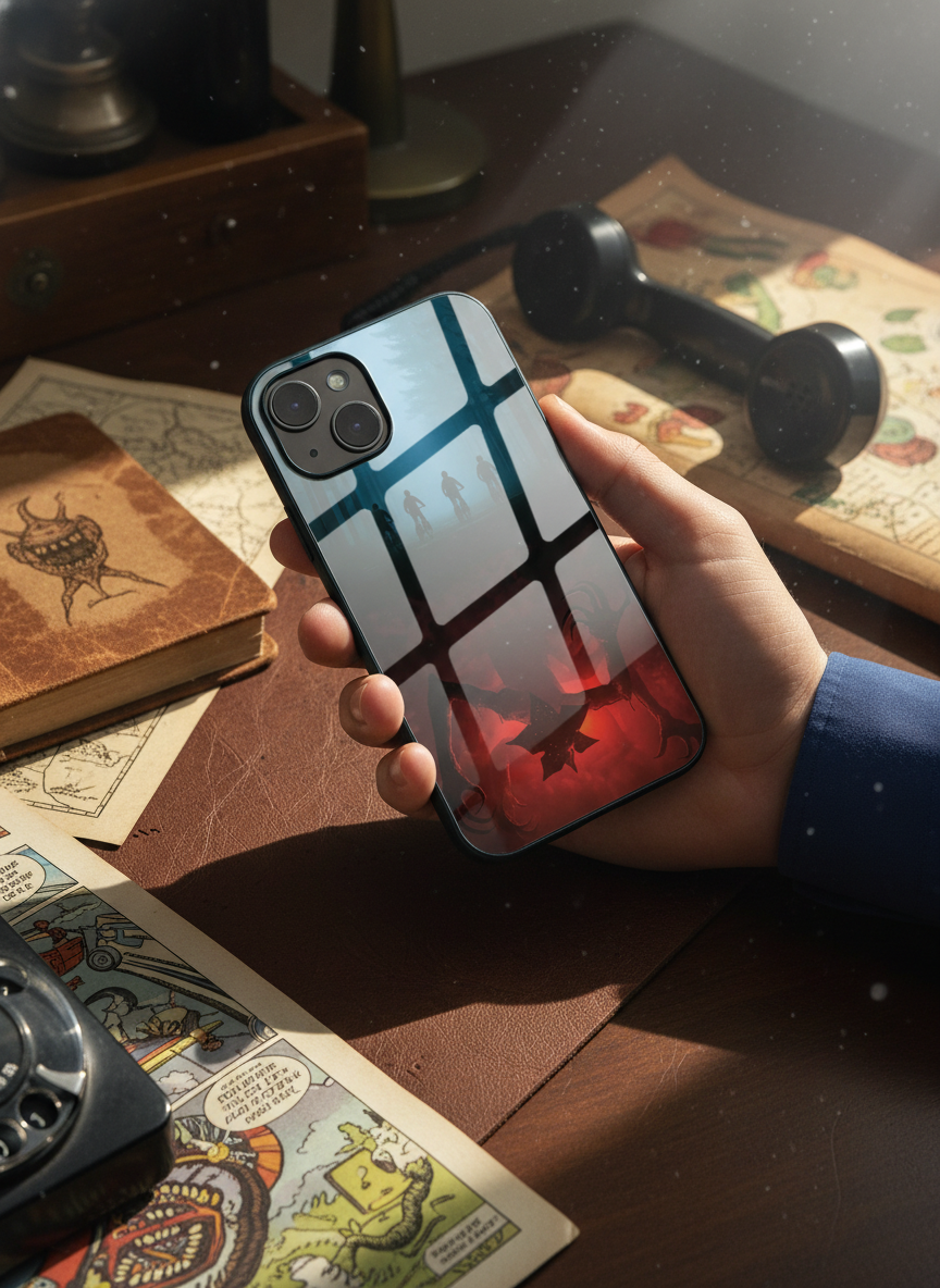 STRANGER THINGS- ShadowSplit Premium Glass Back Cover For iPhone 11-17 Models