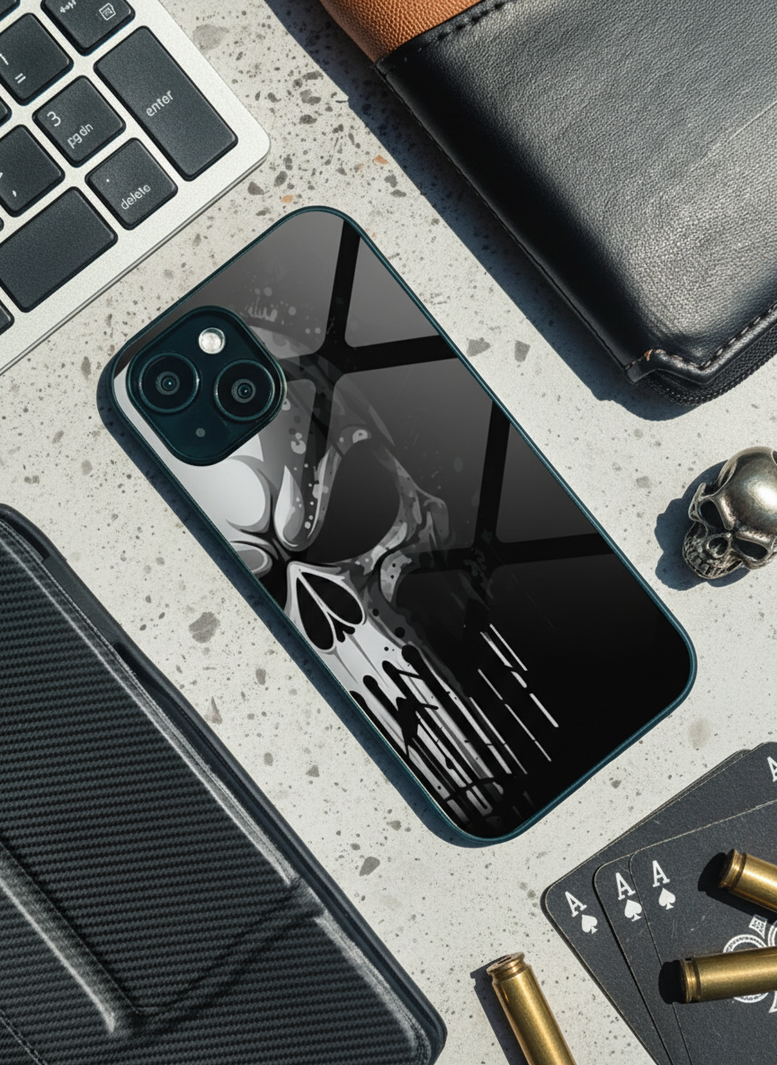 Deathmark Premium Glass Back Cover For iPhone 11-17 Models