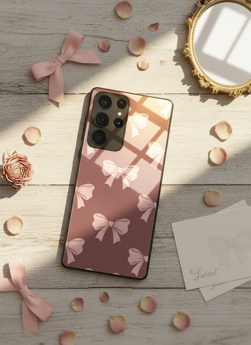 Blush Knots Premium Glass Back Cover For Galaxy S, A, M & F Series